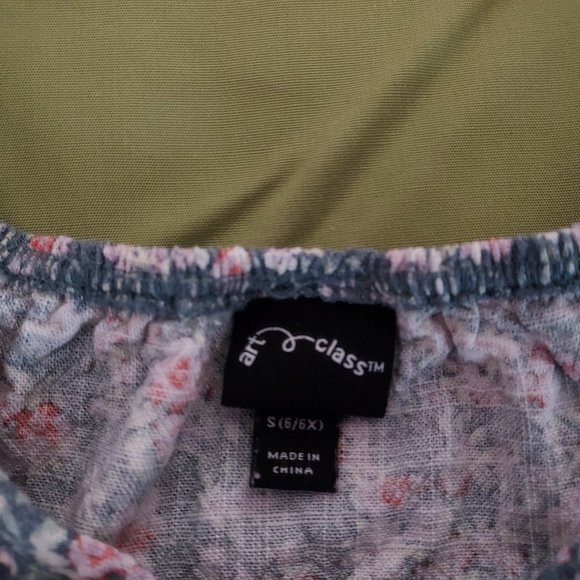 Gray Floral Dress, Girls Size 6, Short Sleeve - Picture 5 of 5